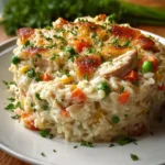 Easy Dump And Bake Chicken Alfredo Rice Casserole Recipe First Image
