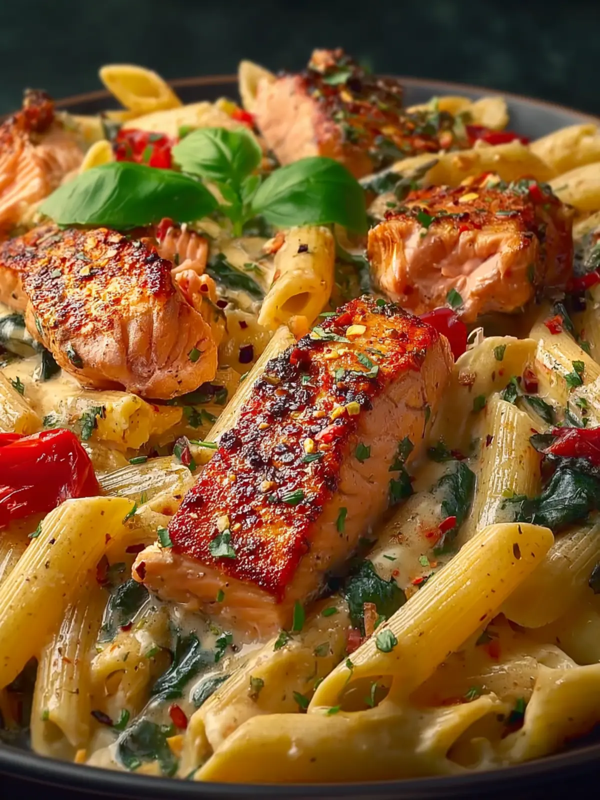 Creamy Tuscan Salmon Penne First Image