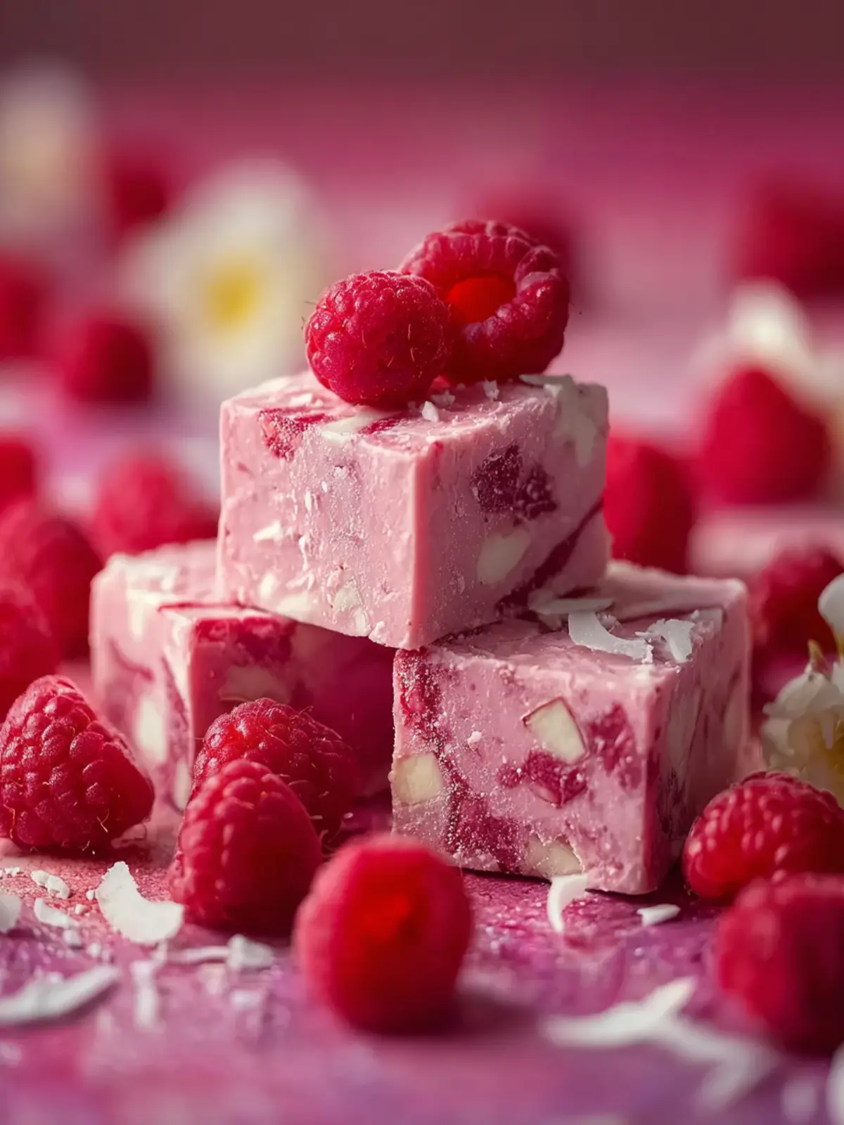 Vegan Raspberry Coconut Fudge First Image
