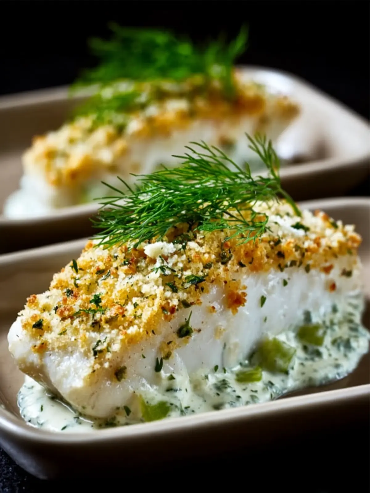 Baked Halibut (with Sour Cream, Parmesan, and Dill) First Image