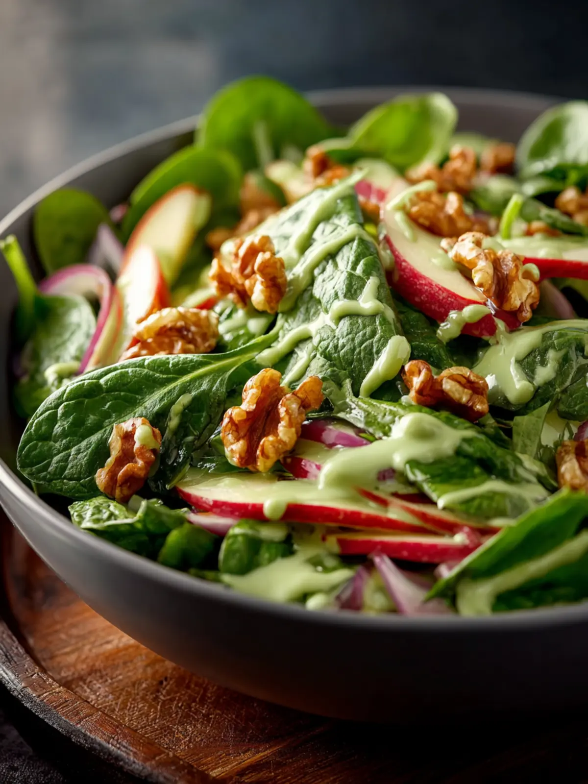Apple Walnut Spinach Salad with Avocado Dressing First Image