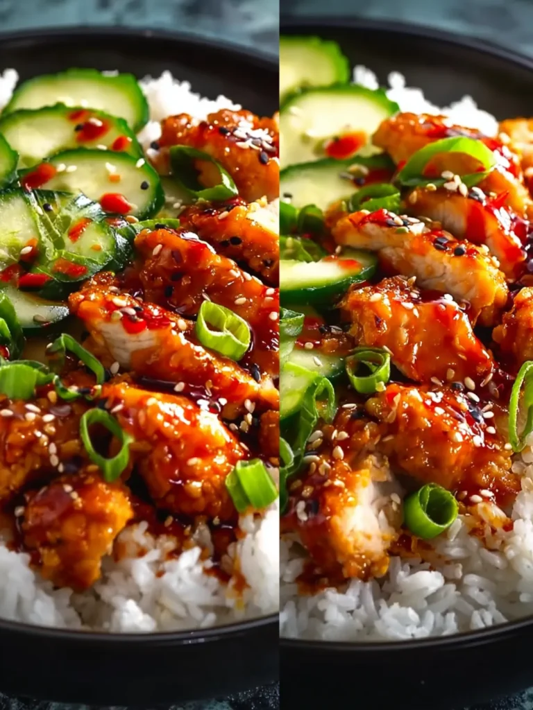 Spicy Honey-Ginger Chicken Bowls with Yum Yum Sauce First Image