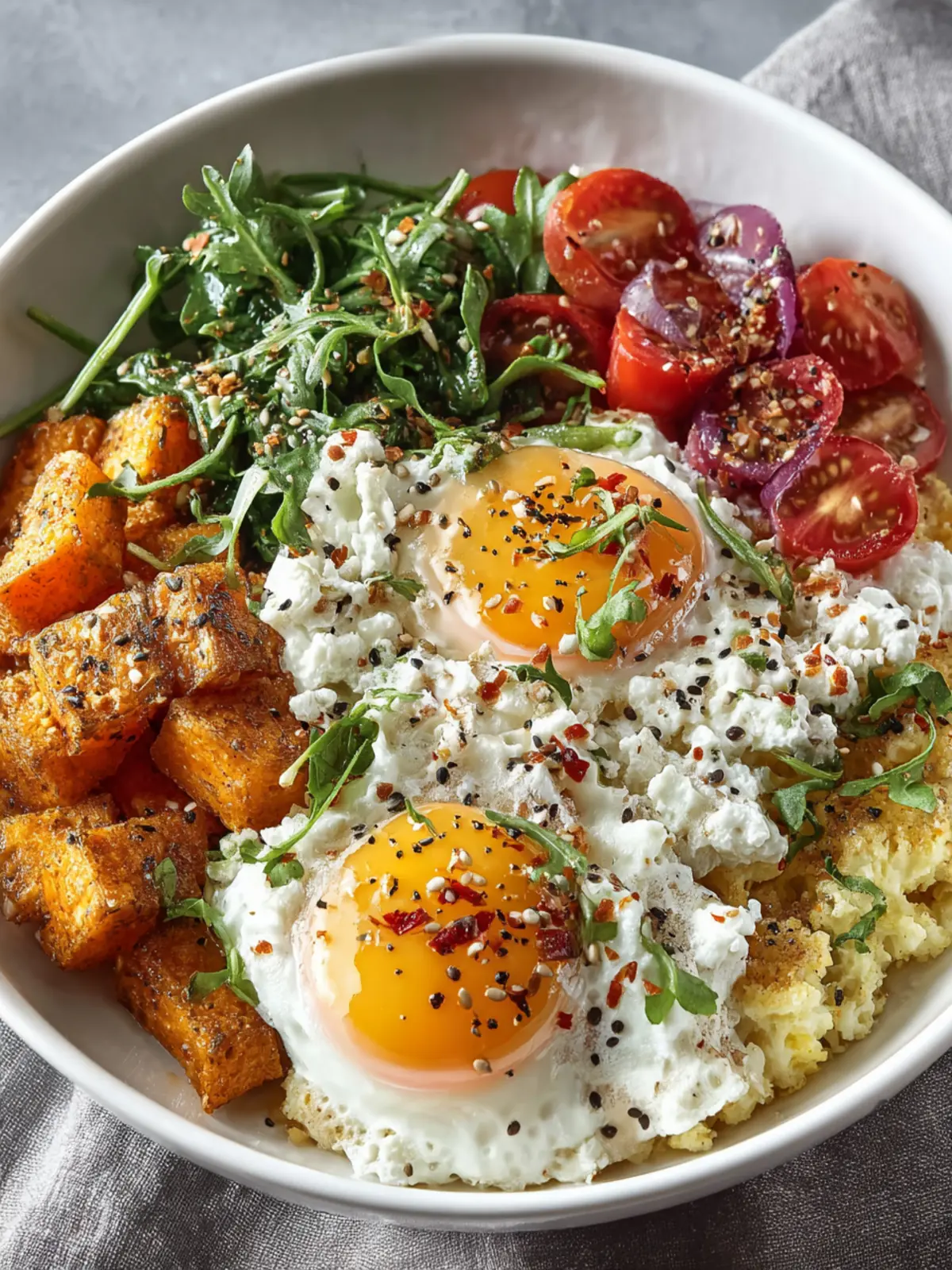 Breakfast bowl with eggs First Image