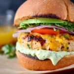 Chipotle Cheddar Turkey Burgers with Avocado Crema First Image