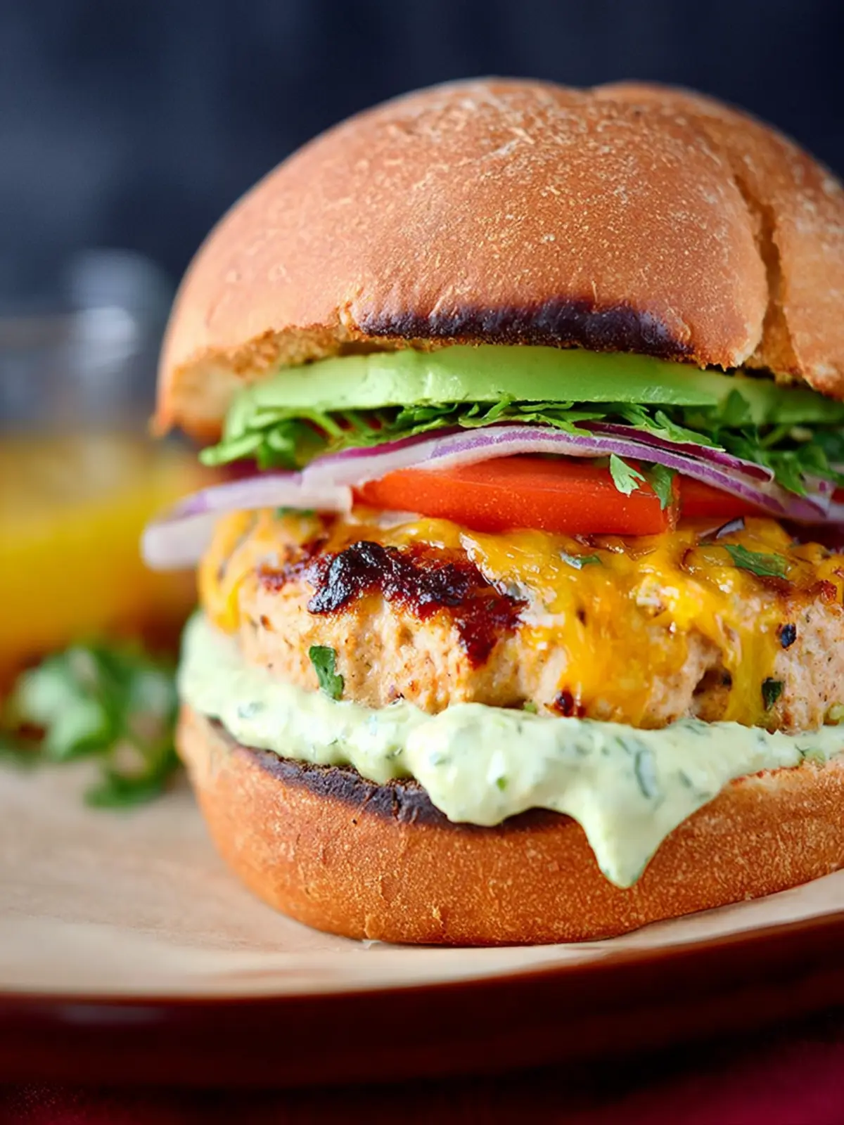 Chipotle Cheddar Turkey Burgers with Avocado Crema First Image