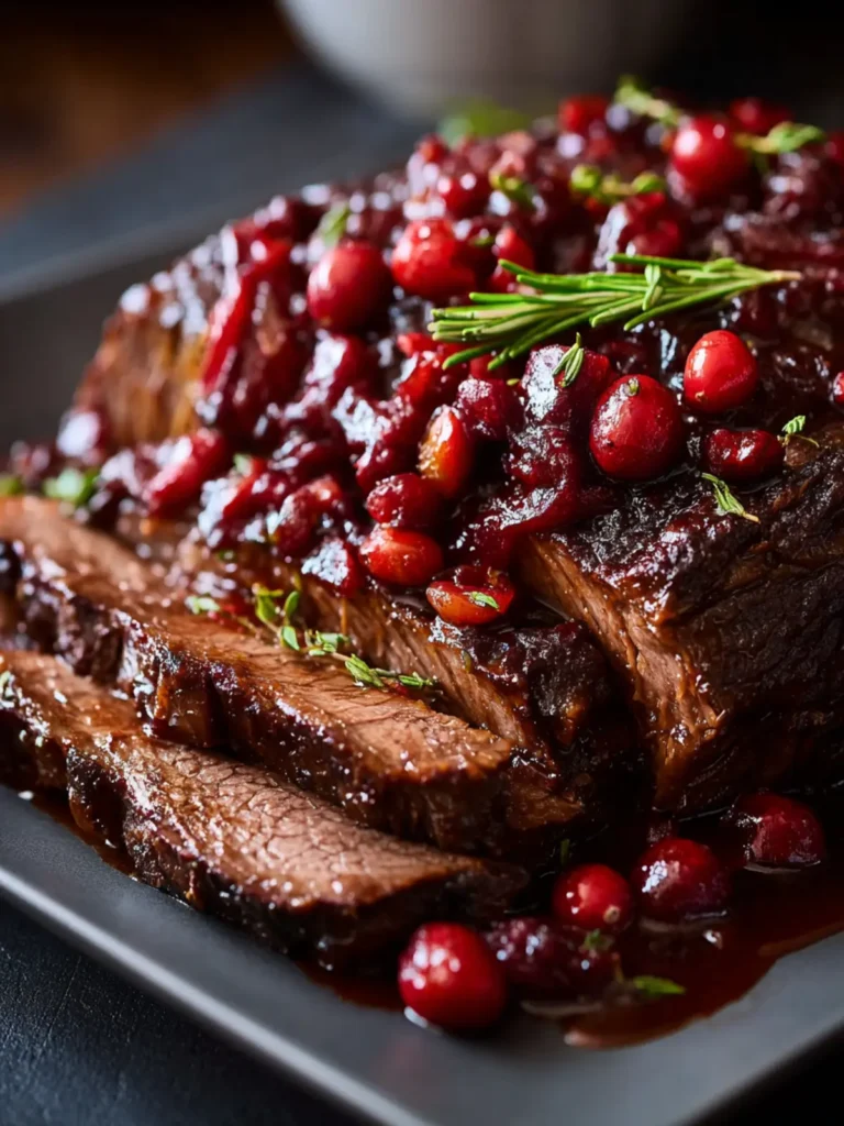 Slow Cooker Cranberry Glazed Brisket First Image