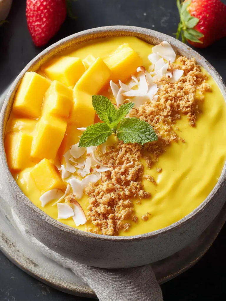 mango peach smoothie bowl First Image